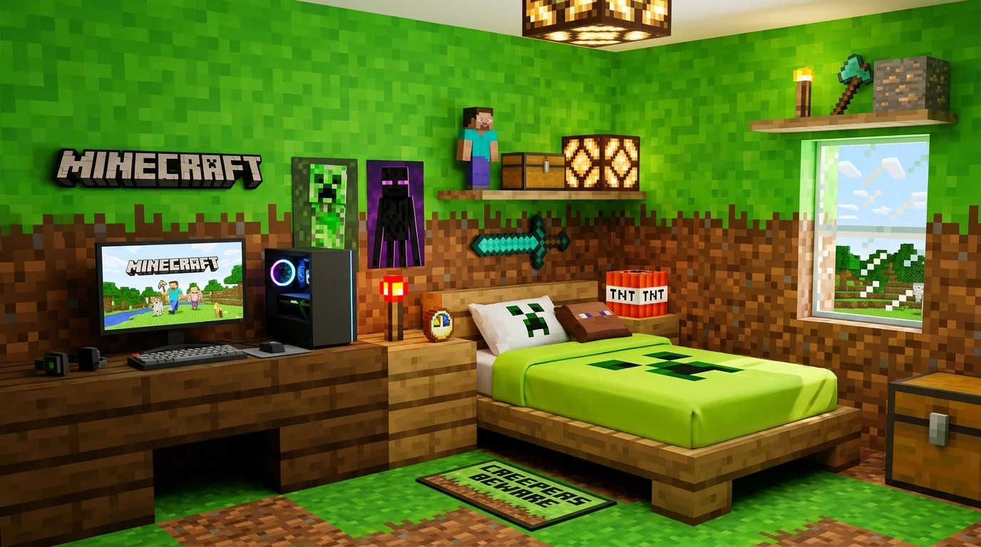 13 Blocky Minecraft Bedroom Decor Ideas for Gamer Kids and Teens