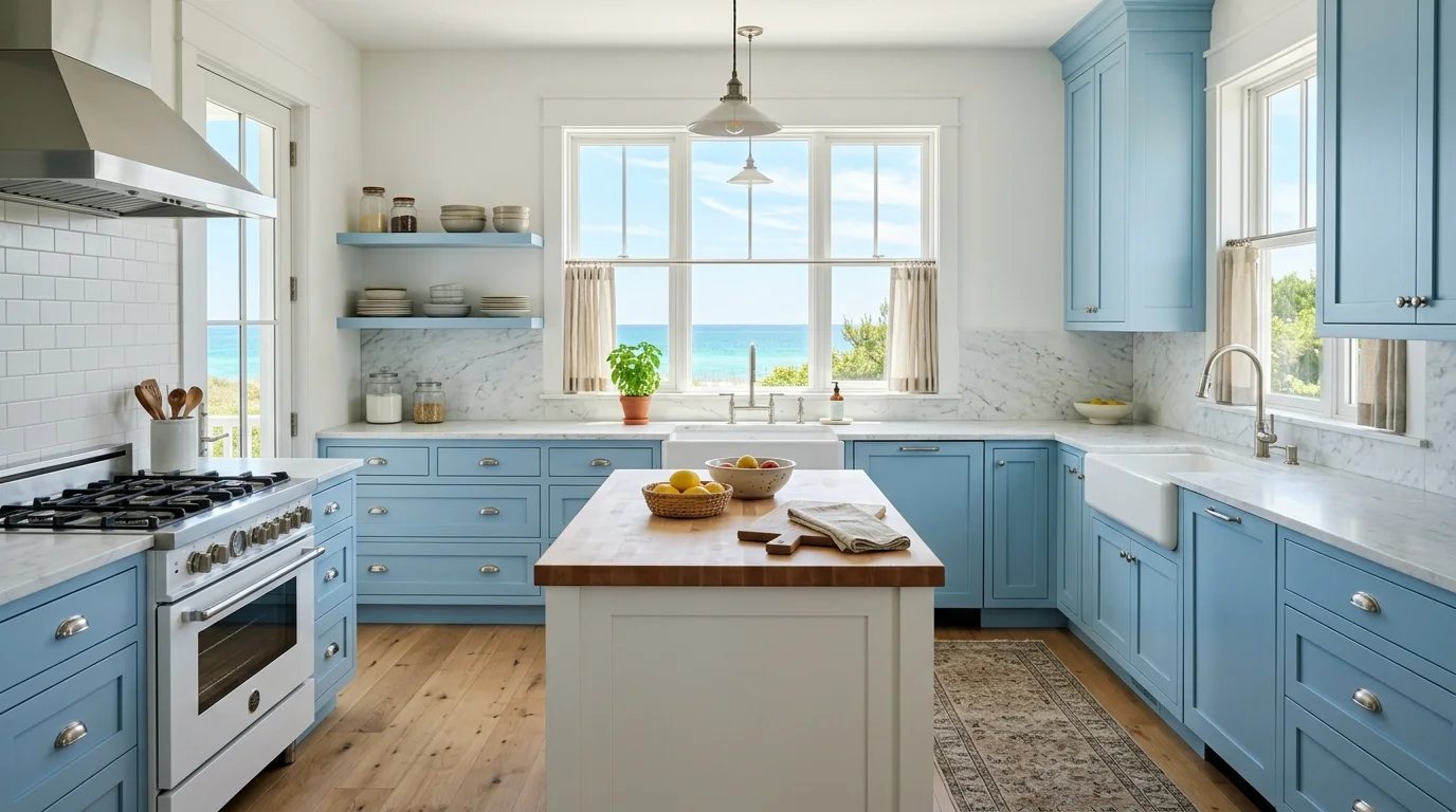 14 Calming Blue Kitchen Design Ideas for a Serene Coastal Cookspace