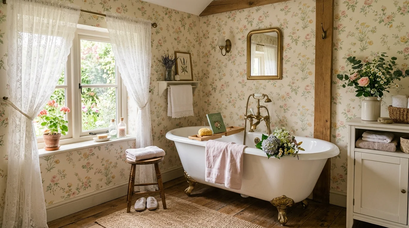 14 Charming Cottagecore Bathroom Ideas for a Romantic Vintage Retreat