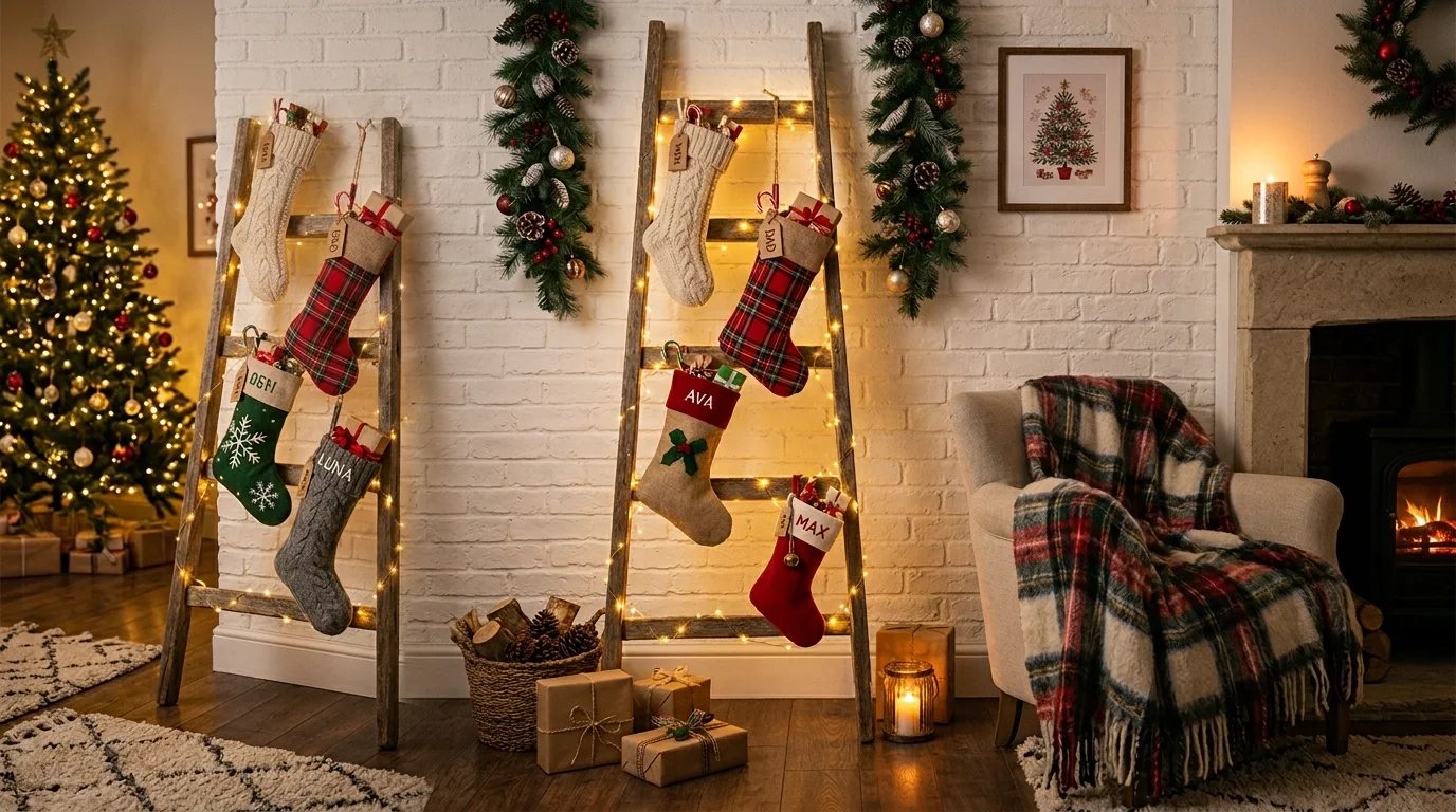 12 Clever Christmas Stocking Display Ideas Without a Mantel
