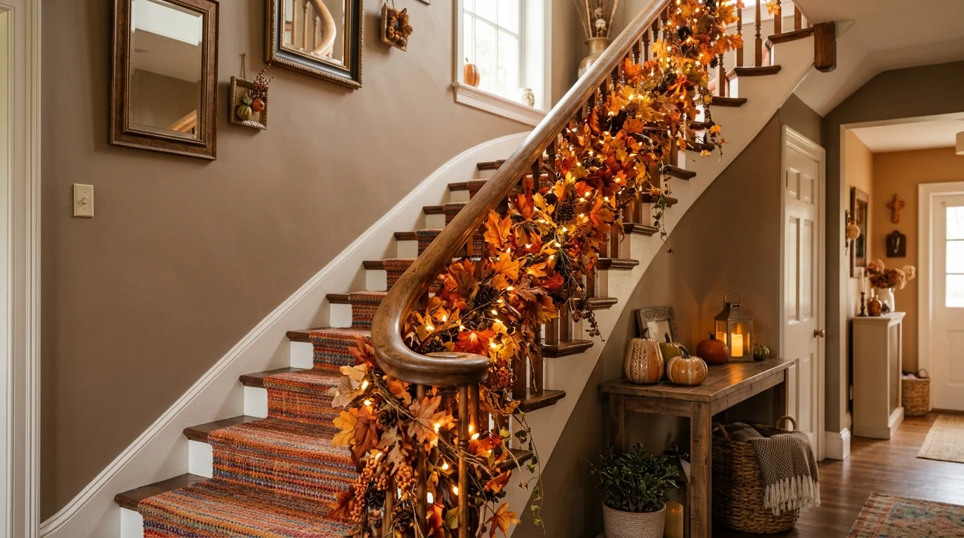 13 Cozy Fall Staircase Decor Ideas for Autumn Seasonal Flair