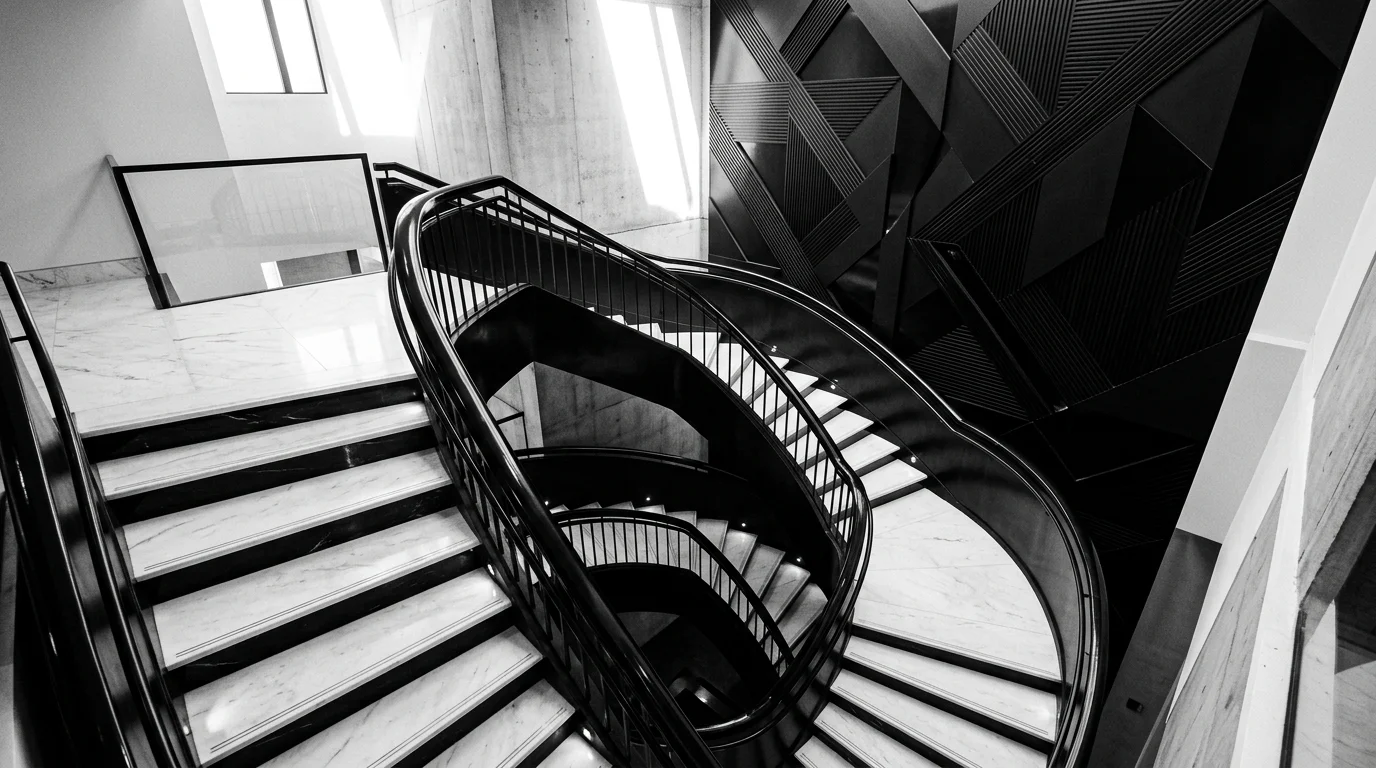 13 Dramatic Black and White Stair Designs for a Striking Focal Point