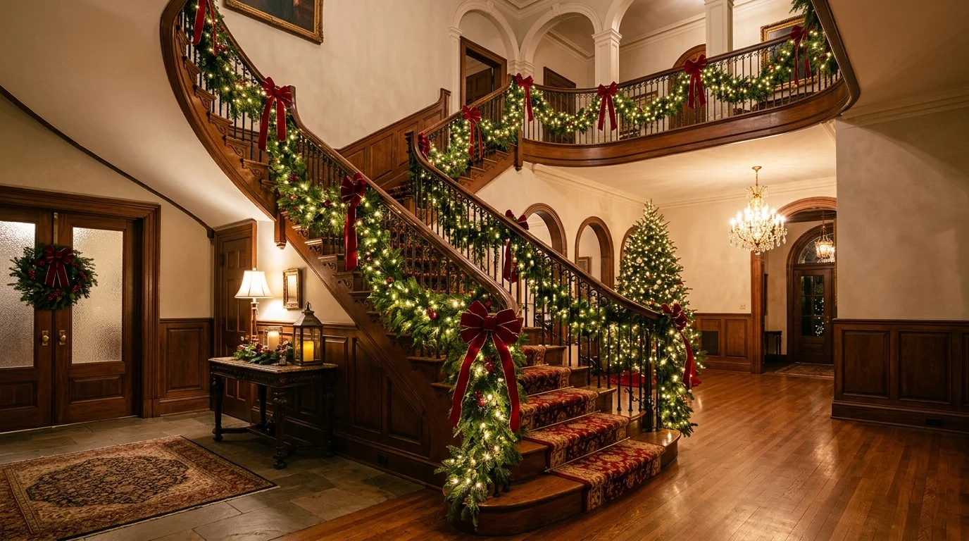 13 Festive Christmas Staircase Ideas for a Grand Holiday Entrance