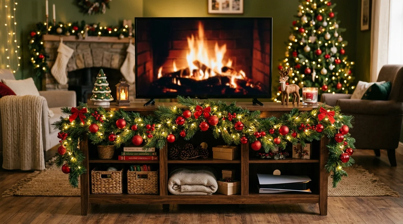 13 Festive Christmas TV Stand Decor Ideas for Holiday Entertainment Center