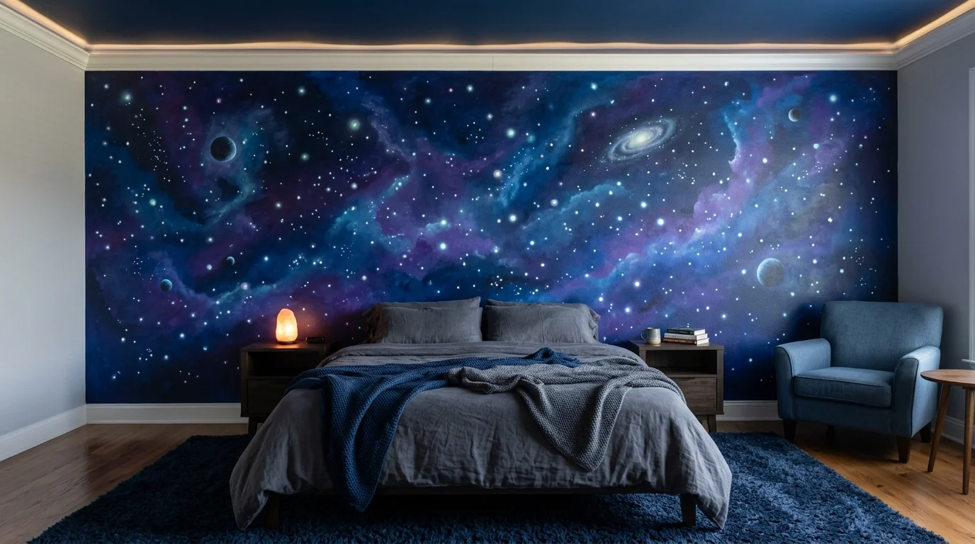 A wall with geometric shapes in bold primary colors bright natural daylight modern playful design for kids no people