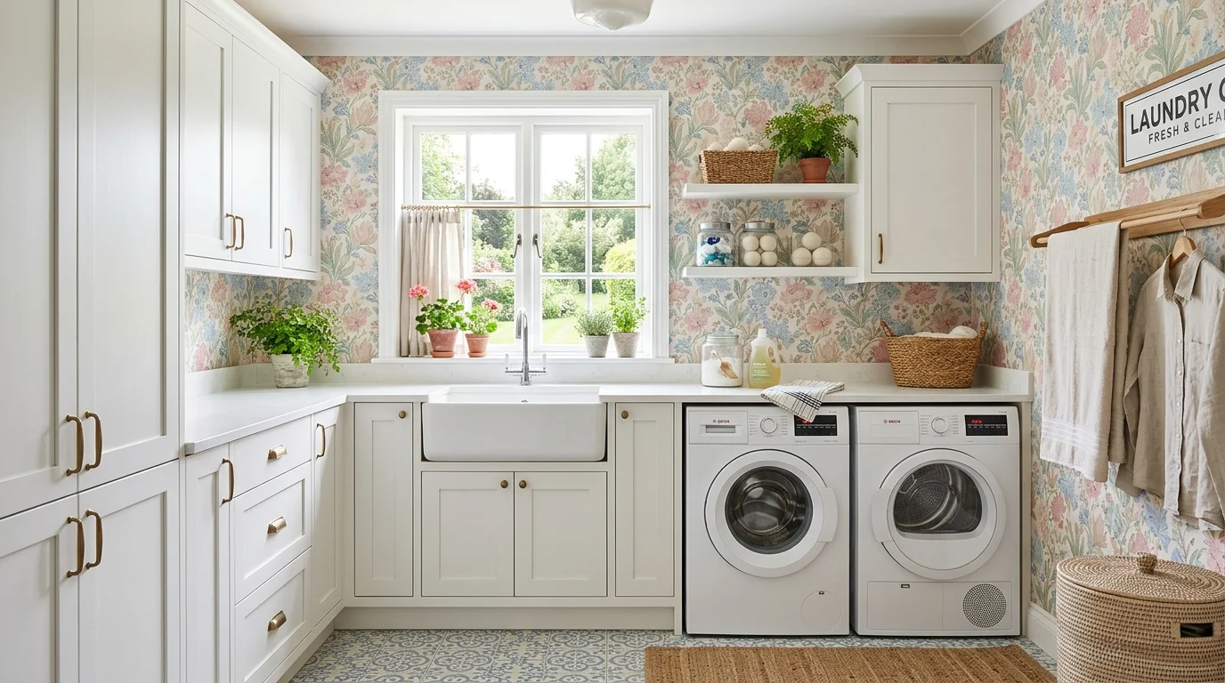 12 Pretty Wallpaper Decor Ideas for Laundry Room to Brighten Chores