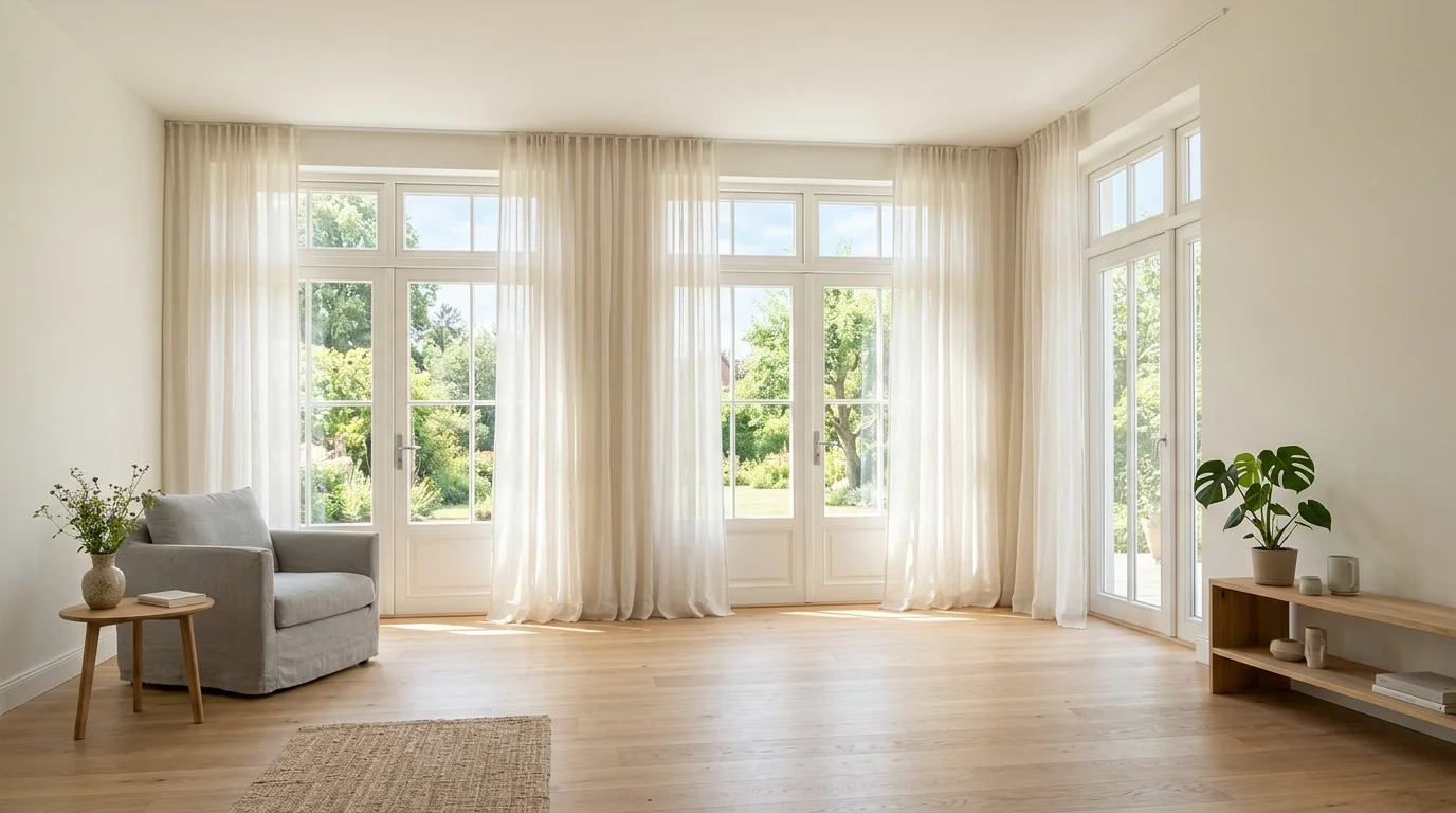 A bedroom with soft pastel tones including blush and pale blue paired with gentle textures soft lighting relaxing peaceful mood no people